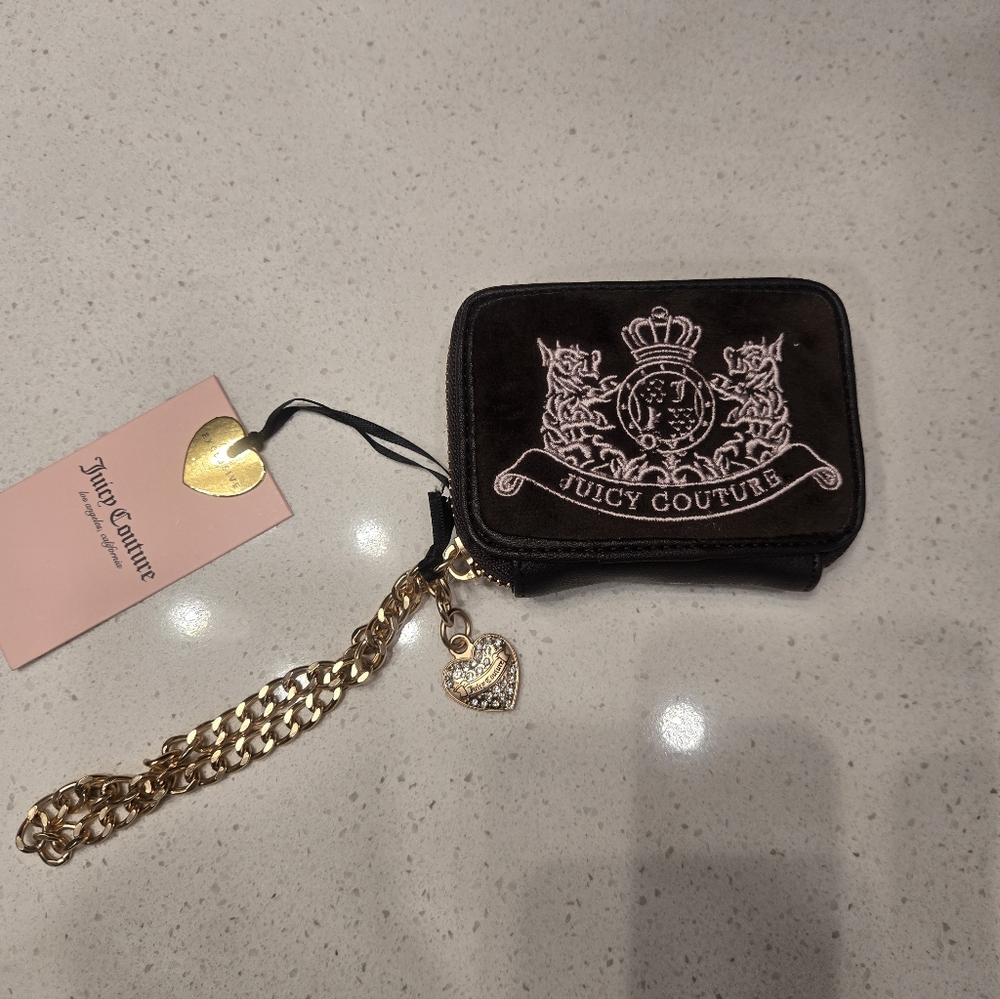 Juicy Couture Brown Card Holder with Gold Chain